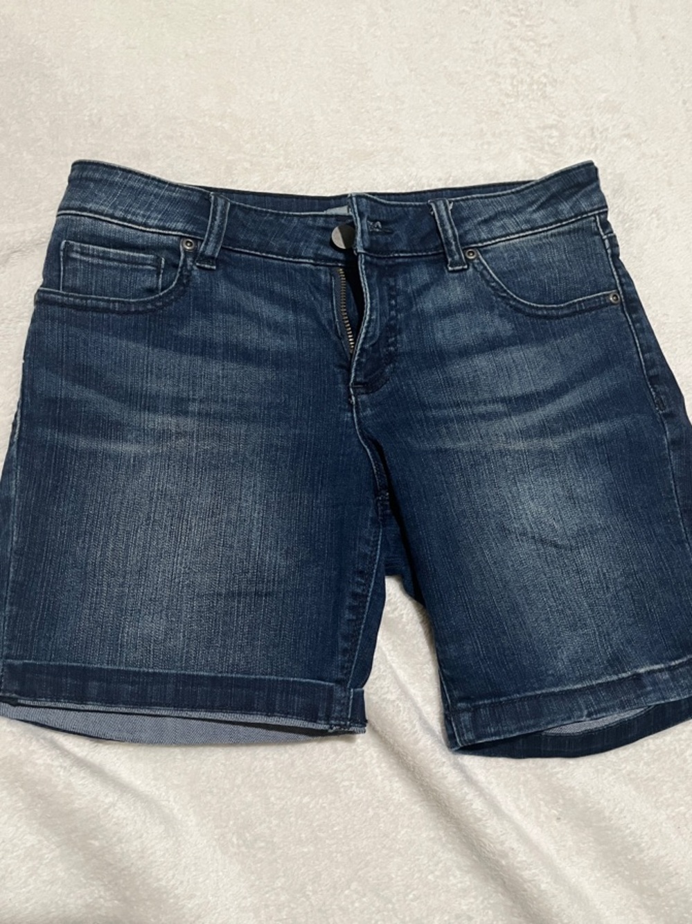 New York & Company Indigo Roll-Hem Denim Shorts